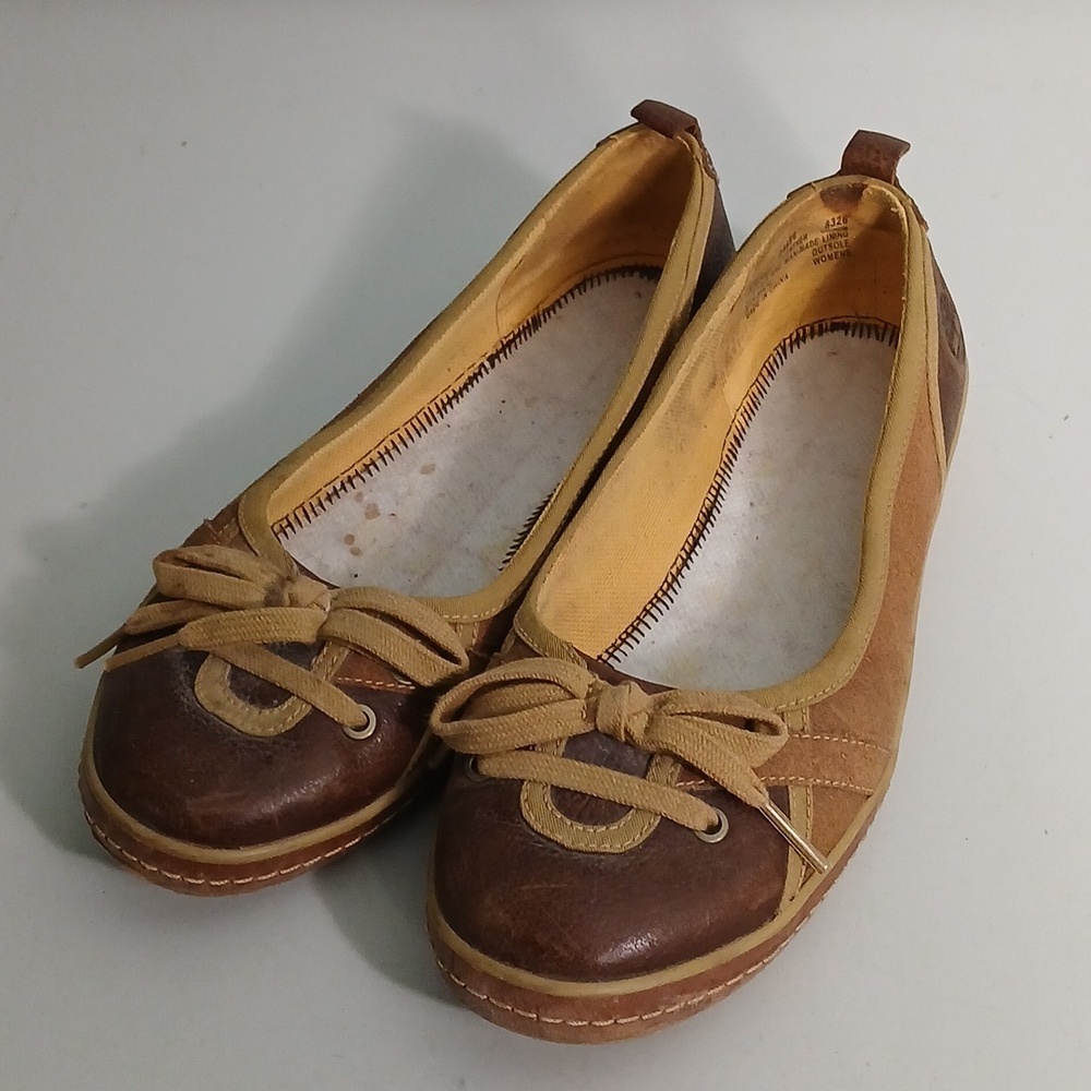 Womens Timberland Faulkner Ballerina 24697 Tan Leather Casual Shoes Ballet Flats